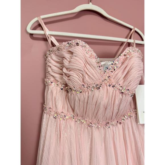 NEW NWT Mac Duggal Beaded Ruffle High Low Gown SYLE 68096 Size 2 in Pink - Picture 5 of 9